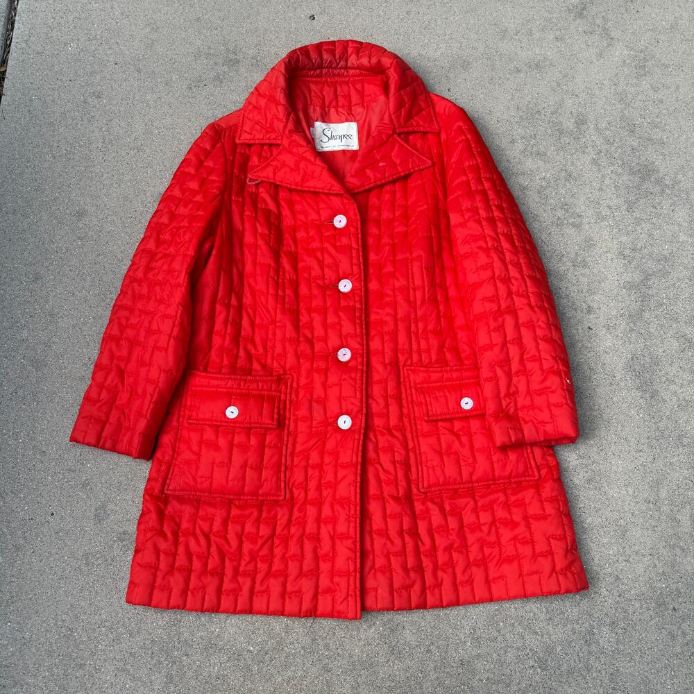Women's Vintage 1960's Sharpee Minneapolis Red Parka Puffer Jacket Coat Sz Large